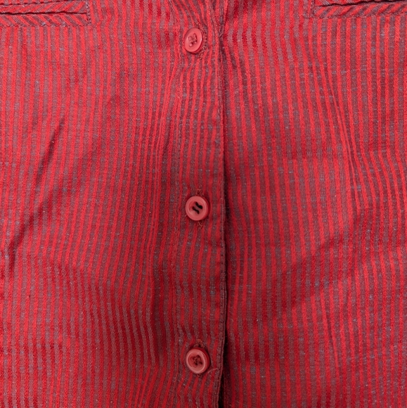 3/$15 Red & Navy striped button down shirt with short sleeves - Picture 6 of 10